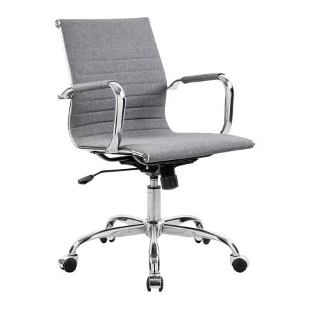Gec Interion Conference Room Chair with Mid Back & Fixed Arms, Fabric, Gray 9350M-7